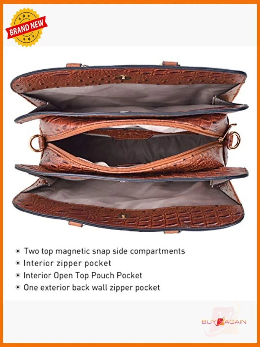 Vegan Leather Satchel Tote Set with Shoulder Strap 2pcs